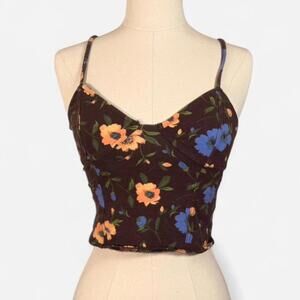 Subdued Brown Floral Bustier Tank Top